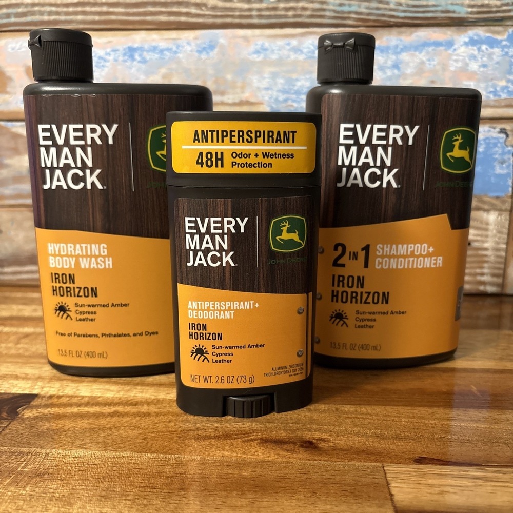 Every Man Jack John Deere Shampoo/Conditioner, Body Wash Deodorant, Iron Horizon